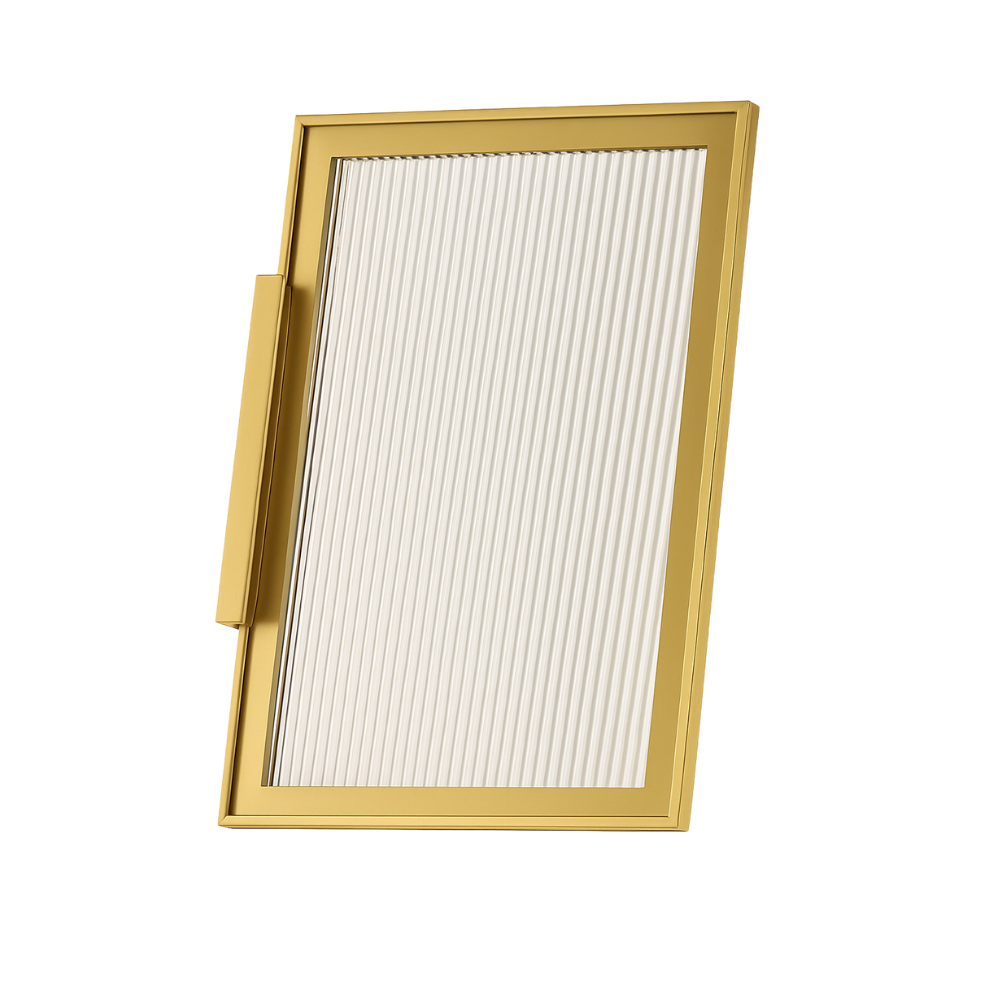 Aluminum Glass Doors - Gold Frame Reeded Glass