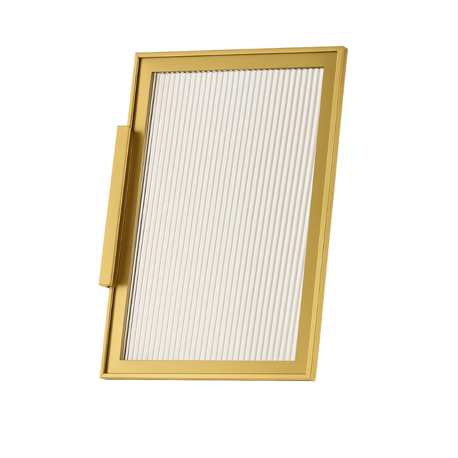 Aluminum Glass Doors - Gold Frame Reeded Glass
